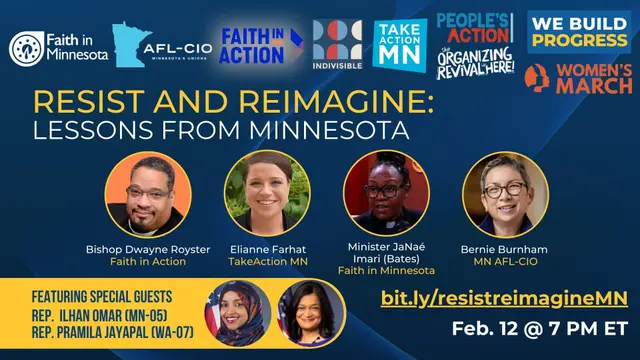 Information about the Resist and Reimagine phone conference February 12th at 7PM