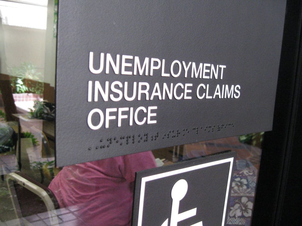 Sign at the Unemployment Insurance Claims Office