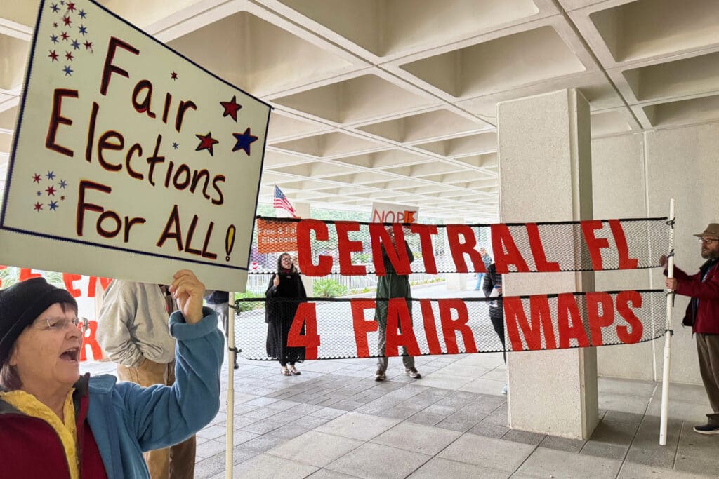 Protestors against redistricting at the Florida Capitol