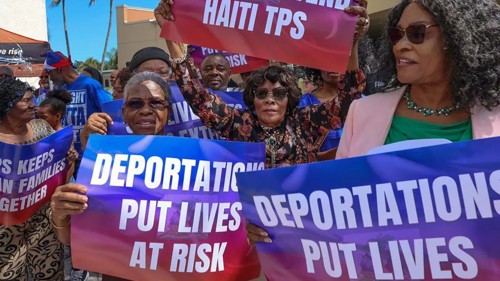 Demonstration supporting TPS for Haitians in the US